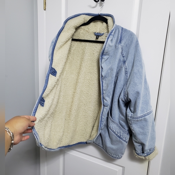 H&M Denim Sherpa Lined Jacket Coat - Picture 5 of 8